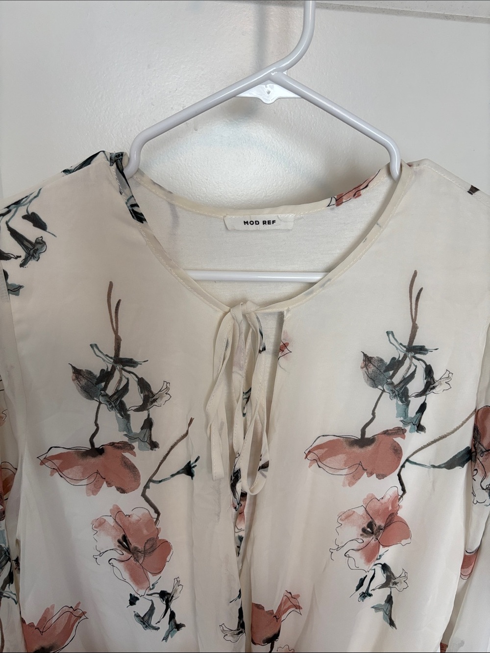 Mod Ref Cream Bodysuit with Dusty Rose Floral Print